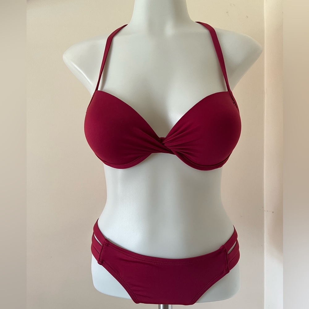 Mossimo Swim Women’s Bikini with push-up top & strappy bottoms, size XS